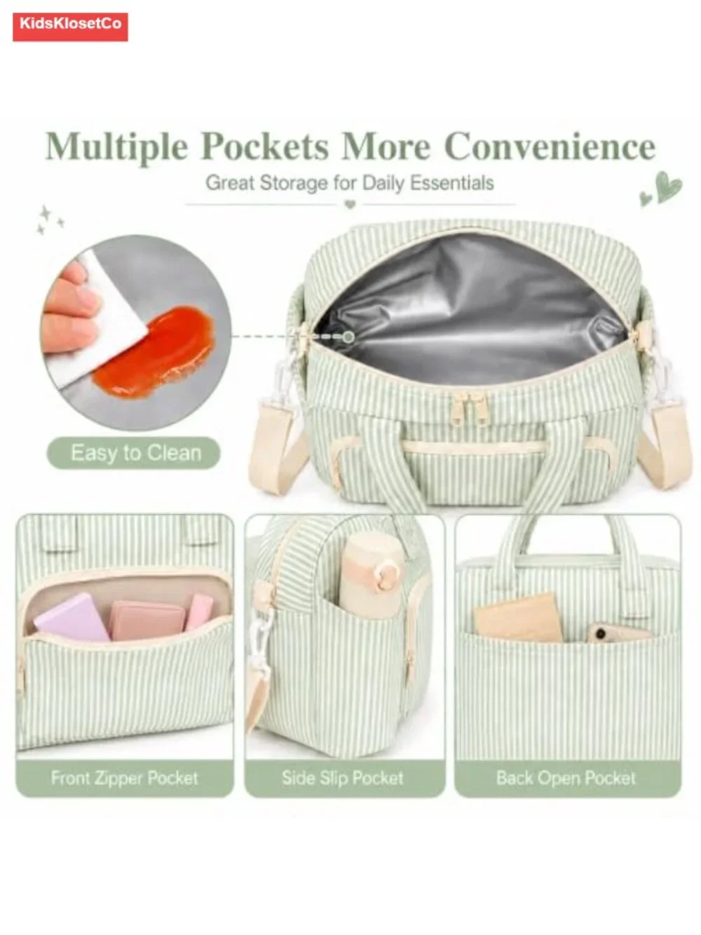 Insulated Lunch Tote Bag Women Large Capacity Multi Pocket Aesthetic with